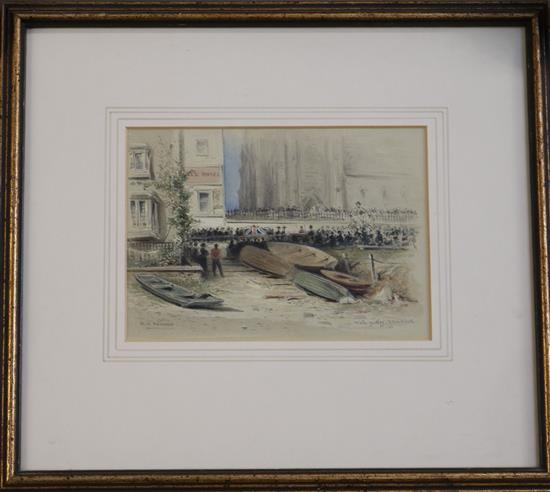Robert Taylor Pritchett (1828-1907) The Funeral of Captain Campbell of H.M.Y. Victoria and Albert at Hampton Court 1877 4.75 x 6.5in.
